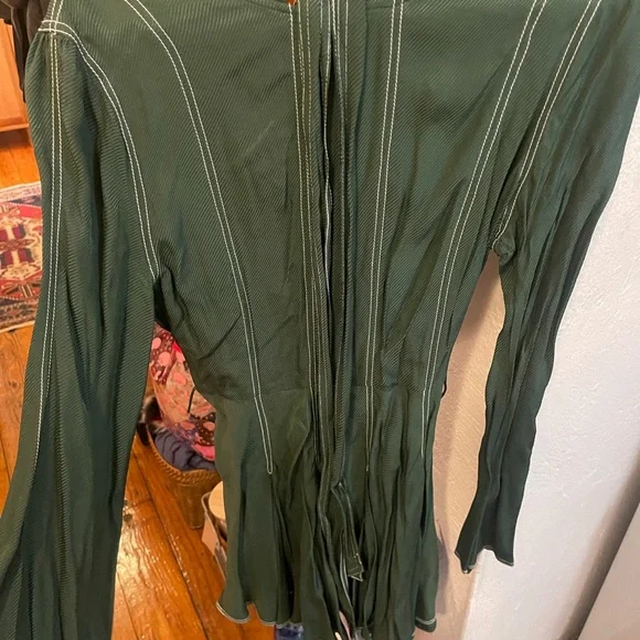 tularosa dark green dress white stiching - Picture 2 of 4